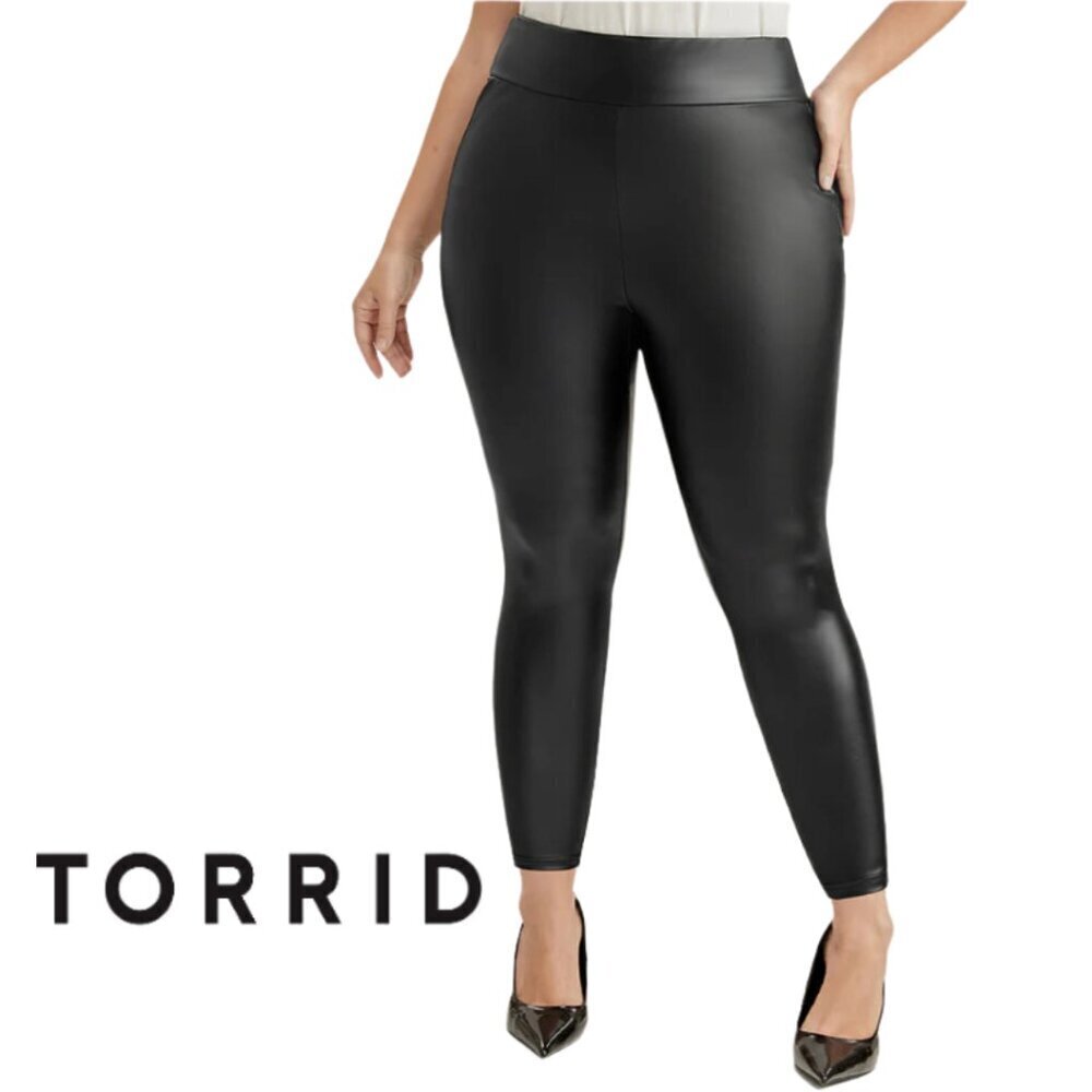 SEXY Torrid Plus PU Leather Wideband Waist Leggings Curvy Size 2 Full Length